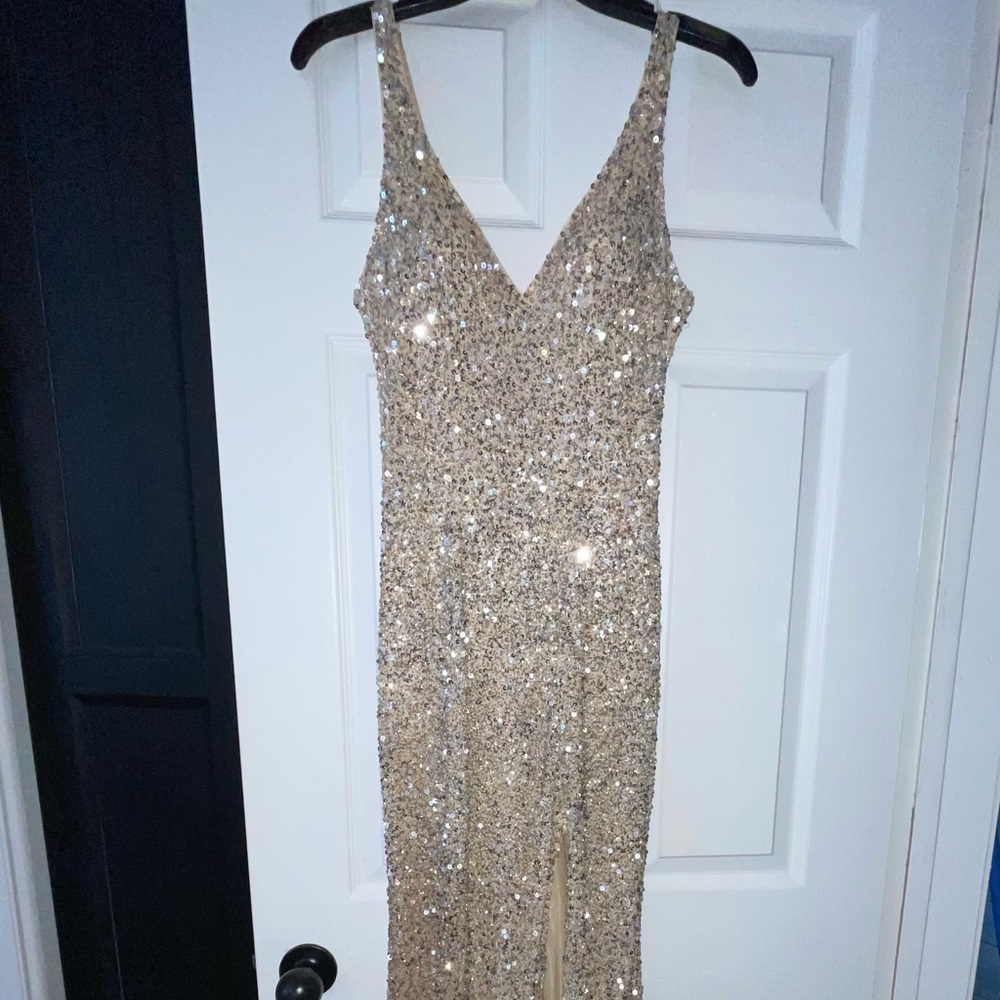 GOLD SPARKLY PROM DRESS SIZE 10 FROM CAMILLE DRESS STORE